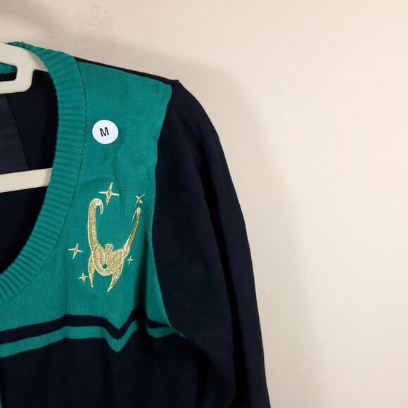 WeLoveFine x Marvel Loki Helm Vintage Sweater Crop Cosplay Size M - Picture 2 of 12